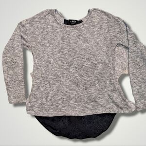 Tan Layered Long Sleeve Lightweight Top with Gold Thread Detail